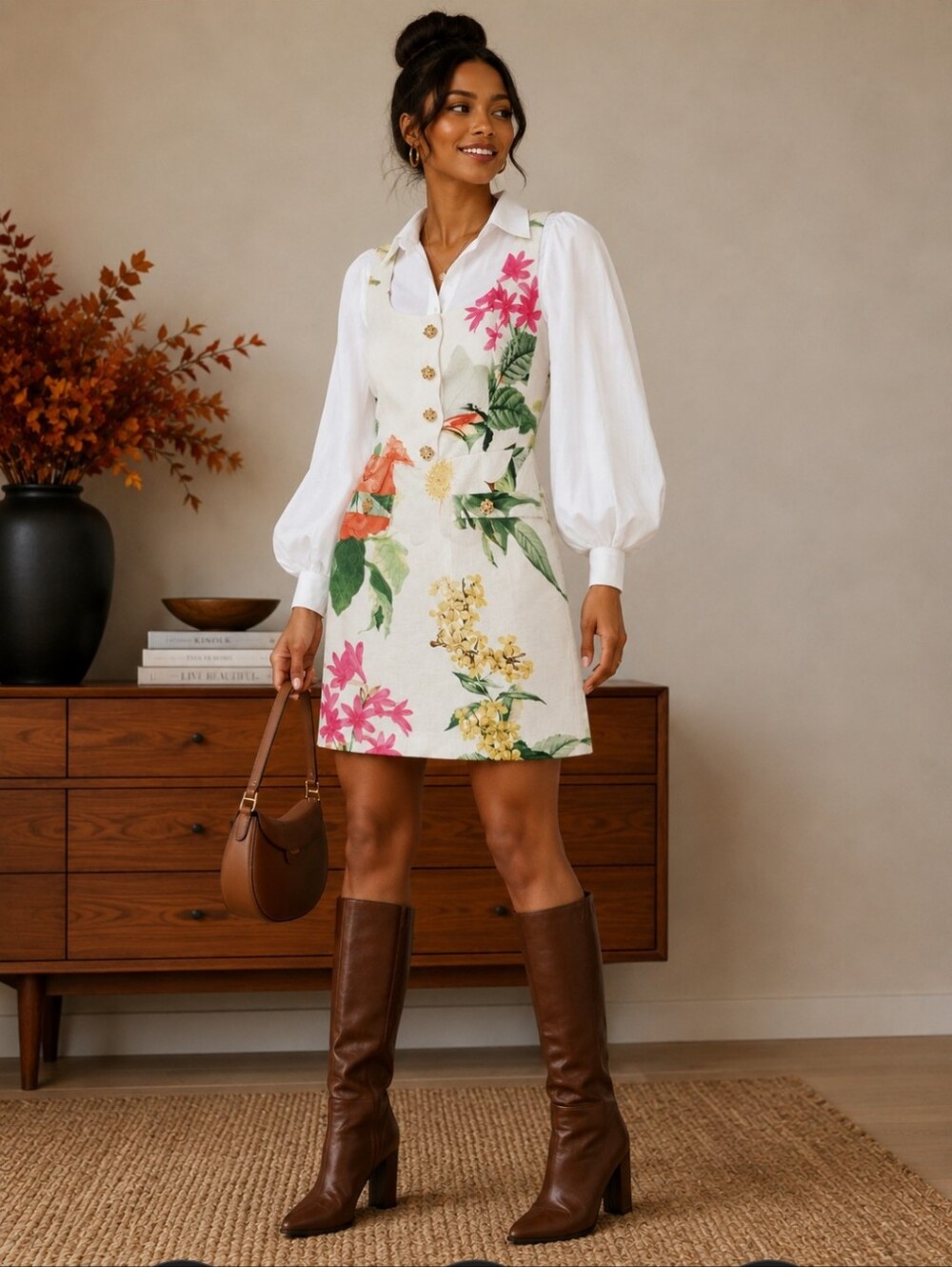 Karl Lagerfeld White Floral Sleeveless Dress